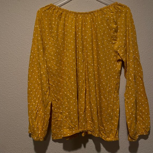 Old Navy Yellow Polka Dot Boho Blouse 2X Prairie Long Sleeve - Picture 2 of 3